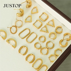 Trending <b>Hook</b> Hoop 18K Gold Plated Stainless Steel Waterproof Hypoallergenic Women's Fashion Jewelry Supplier Nuggets <b>Earrings</b> - Product Image 4