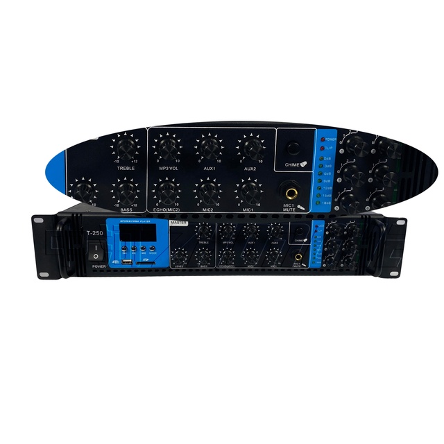 Factory Custom High Power Hi-Fi Professional Audio T-250 250 Watt Equalizer Amplifier for Public Address System