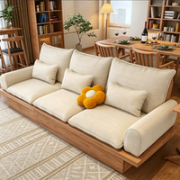 Ensemble de canapés en bois massif japonais pour petit appartement, couleur noyer, meubles de salon