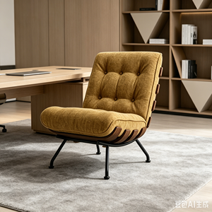 Midcentury Modern Office Chair with <b>Footrest</b> PU Leather Chrome Base Swivel Ergonomic Executive Chair - Product Image 2