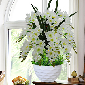 Plantas de Orquídeas <span class=keywords><strong>Artificiales</strong></span> de Alta Calidad en Maceta, Impresión 3D, Tacto Natural, <span class=keywords><strong>Flores</strong></span> de Orquídea Mariposa de PU - Product Image 3