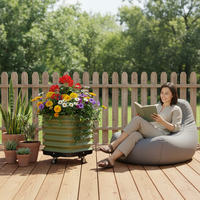 Kit de Jardinière Surélevée Moderne en Métal avec Roues, Boîte de Plantation Extérieure Durable et Écologique en Aluzinc pour la Maison (Petite Taille)
