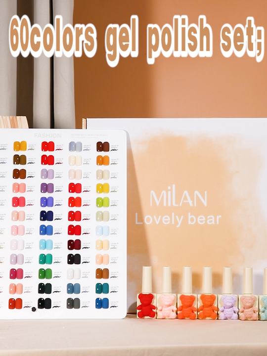MILAN Lovely Teddy Bear Nail Polish Set 60 Color Wholesale Nail Supplies Soak Off Professional ...