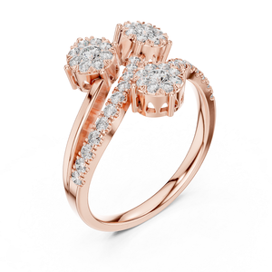 Bague en or rose sertie de diamants, bijou élégant et moderne, brillant, pour femme, choix idéal pour un mariage, des fiançailles et un cadeau d'anniversaire - Product Image 3