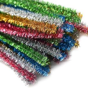 100 pièces de 6 mm, multicolores, en plastique, tiges chenille moelleuses, fils chenille, nettoyeurs de tuyaux pour loisirs créatifs, bandes de cheveux dorées en forme d'oignon vert - Product Image 3