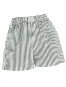 Pantalones Cortos Tipo Bóxer a Rayas para Mujer, Cintura Elástica, Transpirables, de Secado Rápido, para Descansar o Dormir, con Logotipo Personalizado - Product Image 1
