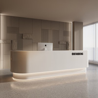 Bureau d'accueil de luxe en MDF pour boutique, comptoir de réception blanc pour bureau, mobilier commercial design pour salon