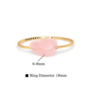خاتم بحجر طبيعي قابل للتعديل بسعر الجملة، خاتم بحجر المولد للنساء مطلي بالذهب عيار 14، خواتم من الجمشت الخام والكوارتز الوردي والكريستال للنساء - Product Image 4