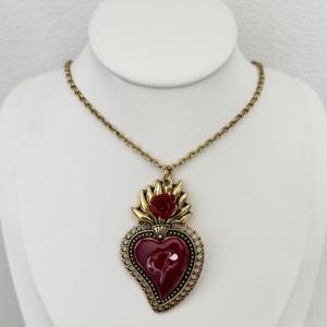 Nuevo Collar de Moda Clásico Rojo Elegante con Colgante de Corazón, Tema de <span class=keywords><strong>Cuento</strong></span> de Hadas, Flor de Lujo, Joyería para Mujer, Regalo de Fiesta, Venta al por Mayor - Product Image 5