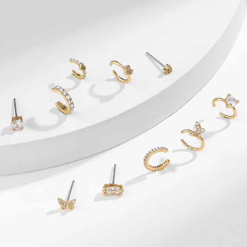 Nouvelles boucles d'oreilles en or, clous ronds en zircone cubique, lunette, ensemble de boucles d'oreilles tendance 2022, bijoux pour filles