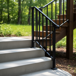Barandilla de hierro forjado Vevor de 3 escalones, barandilla flexible para escaleras exteriores, para escalones de hormigón o madera, diseño transicional. - Product Image 2