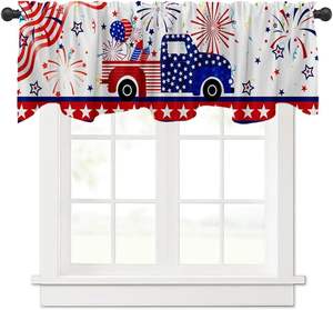 Cortina de volantes con diseño de mariposa patriótica para el Día de la Independencia, roja, blanca y azul, cortinas cortas para cocina - Product Image 2