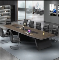 Mesa de Conferencia Personalizable de Gran Tamaño, Juego de Sillas para Sala de Reuniones, para 12, 14 o 18 Personas, para Uso Comercial