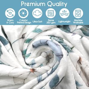 Blue Pumpkin Leaf Farmhouse Flannel <b>Blanket</b> <b>Throw</b> <b>Blanket</b> Nap <b>Blanket</b> Super Soft Machine Washable for Travel Camping Wholesale - Product Image 3