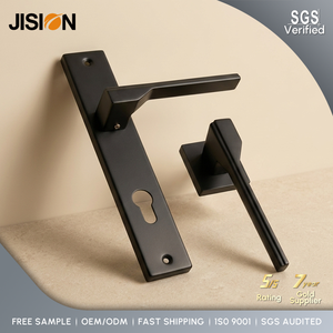Moins cher moderne élégant chambre <span class=keywords><strong>porte</strong></span> <span class=keywords><strong>poignée</strong></span> serrure ensemble en alliage d'aluminium carré rosette minimaliste noir <span class=keywords><strong>poignée</strong></span> <span class=keywords><strong>de</strong></span> <span class=keywords><strong>porte</strong></span> - Product Image 1