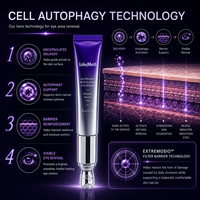 Sérum pour les yeux à la technologie d'auto-phagie cellulaire OEM ODM Marque Privée 20g, avec embout cristallin, Peptide de levure, Hydratant, Éclaircissant, Lissant, Raffermissant