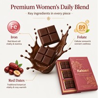 Complément alimentaire botanique au chocolat noir pour l'équilibre quotidien des femmes, avec fer, folate et dattes rouges