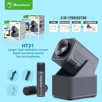 Proyektor Karaoke Android HD Tiga-dalam-Satu HT31 Terbaru dengan Stand yang Dapat Disesuaikan, Dua Mikrofon, Home Theater, Proyektor Video 1080P