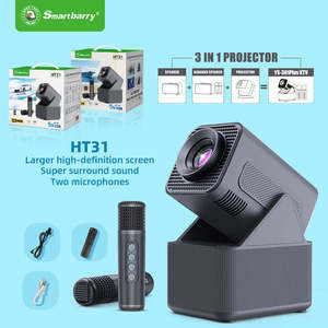 New Arrival HT31 Three-in-One Android <b>HD</b> Karaoke <b>Projector</b> Adjustable Stand Dual Microphones Home Theater 1080P Video <b>Projector</b> - Product Image 1