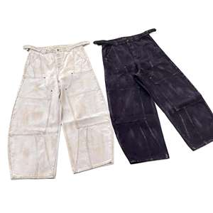 <span class=keywords><strong>Jeans</strong></span> da <span class=keywords><strong>Uomo</strong></span> Personalizzati in Cotone Stile Punk Bianco e Nero, con Taglio a Machete, Dettagli Spaccati, Effetto Usurato, a Zampa Larga e Inserti in Lamina Metallica - Product Image 2