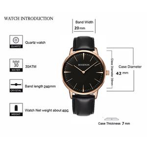 Reloj BESSERON de 42 mm, Minimalista, con Logotipo de Gran Marca, Movimiento Personalizado, Resistente al Agua, de Acero Inoxidable en Oro Rosa para Hombre - Product Image 4