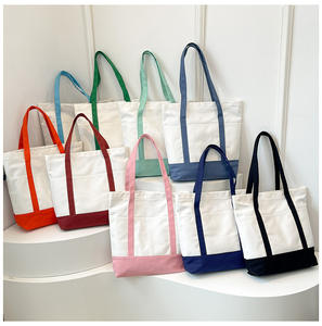 Bolsa de Compras Dobrável de Algodão com Impressão de Logo Personalizado e Bolso Plano em Branco com Zíper - Product Image 2