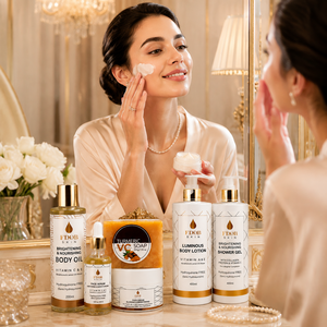 Ensemble de Soins Éclaircissants OEM ODM Marque Privée : Savon, Lait Corporel, Sérum, Crème et Gel Douche à la Vitamine A, <span class=keywords><strong>C</strong></span> et Curcuma – Logo Personnalisé - Product Image 5
