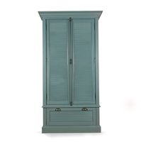 Armoire moderne en bois massif américain, couleur bois, avec portes à persiennes, meuble de rangement durable, facile à assembler, mobilier de chambre à coucher