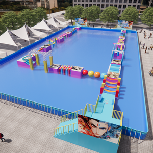 Parcours d'obstacles gonflable géant pour adultes et enfants, jeux sportifs en plein air, course avec jeux aquatiques, utilisation commerciale - Product Image 1
