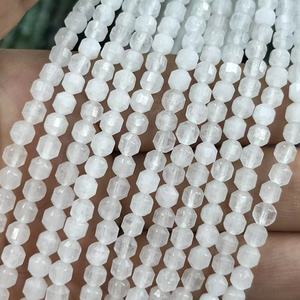 <strong>White</strong> <strong>Jade</strong> Natural <strong>Stone</strong> 4MM Lantern Shape Diamond Cutting <strong>Stone</strong> Gemstone Loose Beads for Jewelry Crafting Aprrox:380mm - Product Image 3