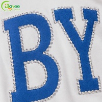 Sweat-shirt à col montant personnalisé avec logo du fabricant, lettres en strass, style universitaire, surdimensionné, réversible