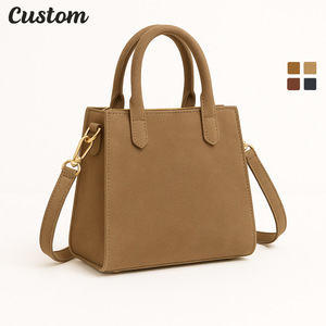 Sac fourre-tout décontracté en cuir véritable pour femme, couleur unie, fermeture éclair étanche, doublure en polyester, grande capacité, bandoulière - Product Image 1
