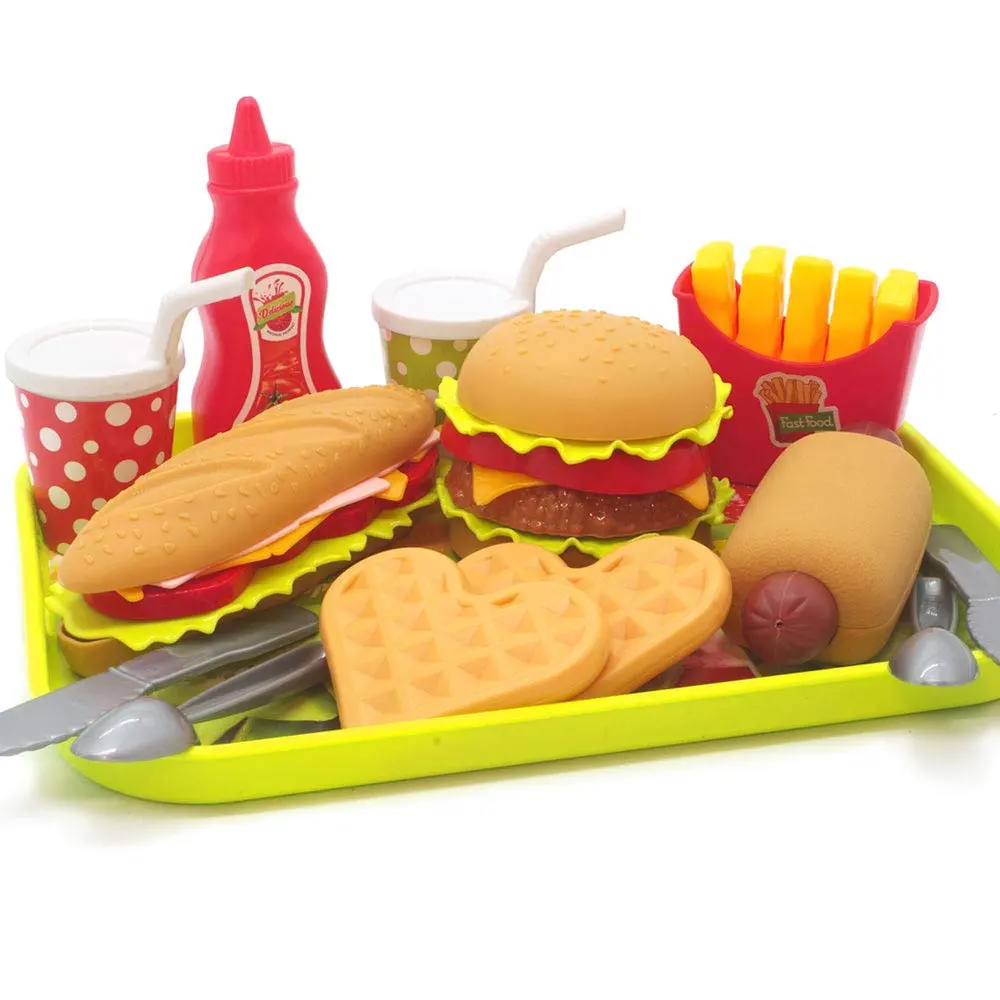 Removable Food Toys Burger Combo and Assortment Food play set for kids food playing set kitchen toys