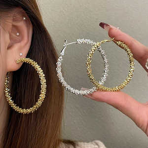 Boucles d'oreilles en forme de grand cercle torsadé, plaqué <span class=keywords><strong>or</strong></span>, nouveau Style - Product Image 5
