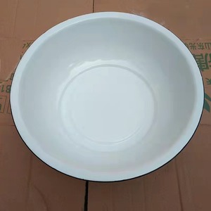 Bassine en émail blanc, style nostalgique et classique, pour lavage de légumes et usage général - Product Image 3