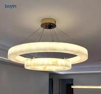 Lustre en marbre naturel en forme de cercle, design moderne en albâtre, design minimaliste pour salle à manger, salon, restaurant