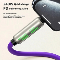 Cable de Carga 4 en 1 de 240W con Indicador LED de Luz Intermitente, Cables de Silicona Multi USB Tipo C de 3 y 4 Pies para Teléfono, Gran Venta