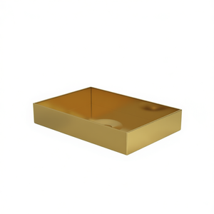 Lavabo rectangulaire en acier inoxydable doré, contemporain, à poser sur comptoir de salle de bain, finition polie - Product Image 1