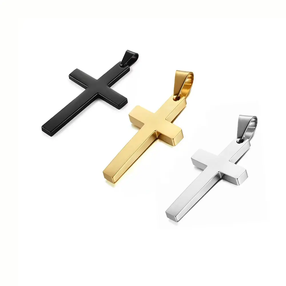 Wholesale High Polished Small Charms For Jewelry Making Gold Plated Stainless Steel Gothic Cross Charm Pendant