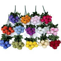 Bouquet de roses artificielles avec feuilles vertes, bouquet de roses en soie à 7 têtes