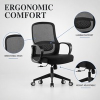 Chaise de bureau ergonomique contemporaine à dossier mi-haut, réglable en hauteur, avec support lombaire en maille, pour le bureau à domicile