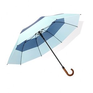 Wholesale Adults Modern <b>Travel</b> Windproof Straight Umbrella Semi Automatic Golf Custom Logo Print 8 Ribs Wooden Handle Rain - Product Image 1
