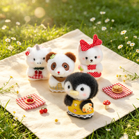 Ensemble de pendentifs de sac en peluche animaux mignons, poupées porte-clés douces en forme de pingouin, chat, panda, ours, cadeau, accessoire de sac à dos, vente en gros