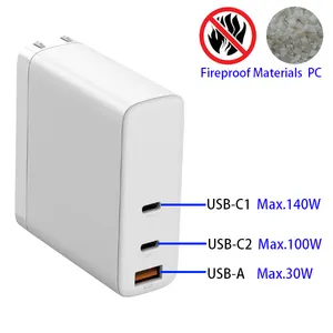 140W Gan Fast Charger Type C PD3.1 Quick Qc Charging Ac Wall Adapter For Notebook Pro Usb C Travel Charger