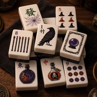 Juego de Mahjong Acrílico con Temática de Brujería, con Bola de Cristal, Botella de Poción y Telaraña, para Fiestas y Entretenimiento
