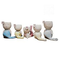Design créatif art nouveau produit plantes en pot dessin animé pots de jardin pots sirène poisson fleur pot