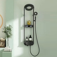 Ensemble de douche créatif blanc pour salle de bain avec affichage numérique, robinets thermostatiques, jet de pulvérisation, système de rangement en laiton