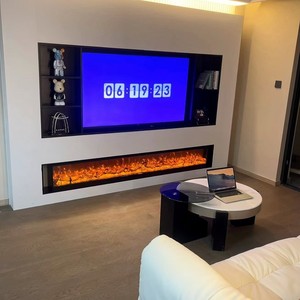 Taille personnalisable Salon de luxe 3D cheminée électrique intelligente meuble TV mural encastré décoratif en métal pour hôtel - Product Image 2