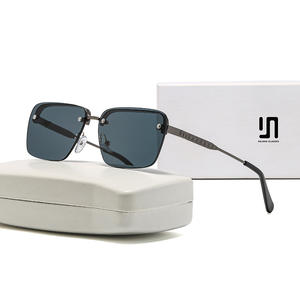 Nouvelles lunettes de soleil carrées élégantes sans monture en métal, protection UV400, type 3, unisexes, verres PC noirs - Product Image 4