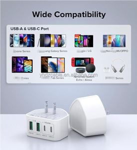 <b>USB</b> C Charger Block 40W 4-Port <b>USB</b> C Fast Charging Dual Port PD Power <b>Adapter</b>+QC Double Wall <b>Plug</b> Multiport Type C Charger - Product Image 4